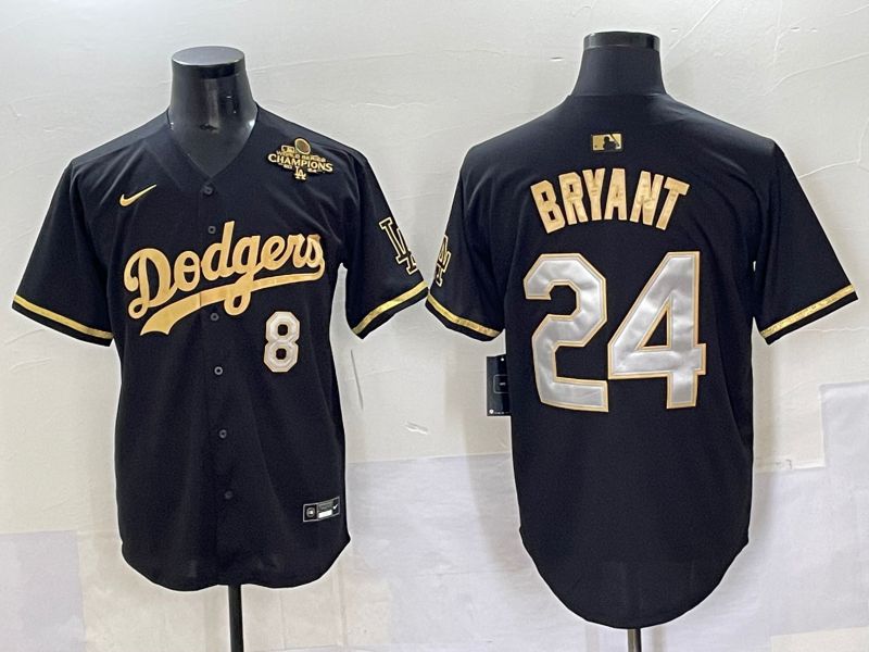 Men 2025 Los Angeles Dodgers 24 Bryant Black gold Nike MLB Jersey style 7075